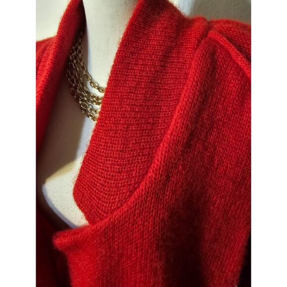 Vtg NWT I.B. Diffusion Red Mohair Blend Long Sweater Coat M Shoulder Pads - Picture 3 of 11